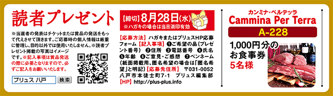 プリュス228 プレゼント 応募 締め切りました